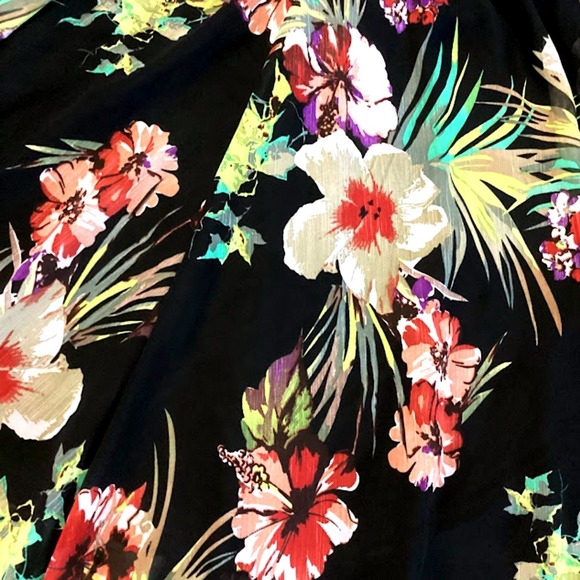 Moon Orchid Skirt Midi Women's Small Black/Floral Flowly Elastic Waist - Picture 4 of 9